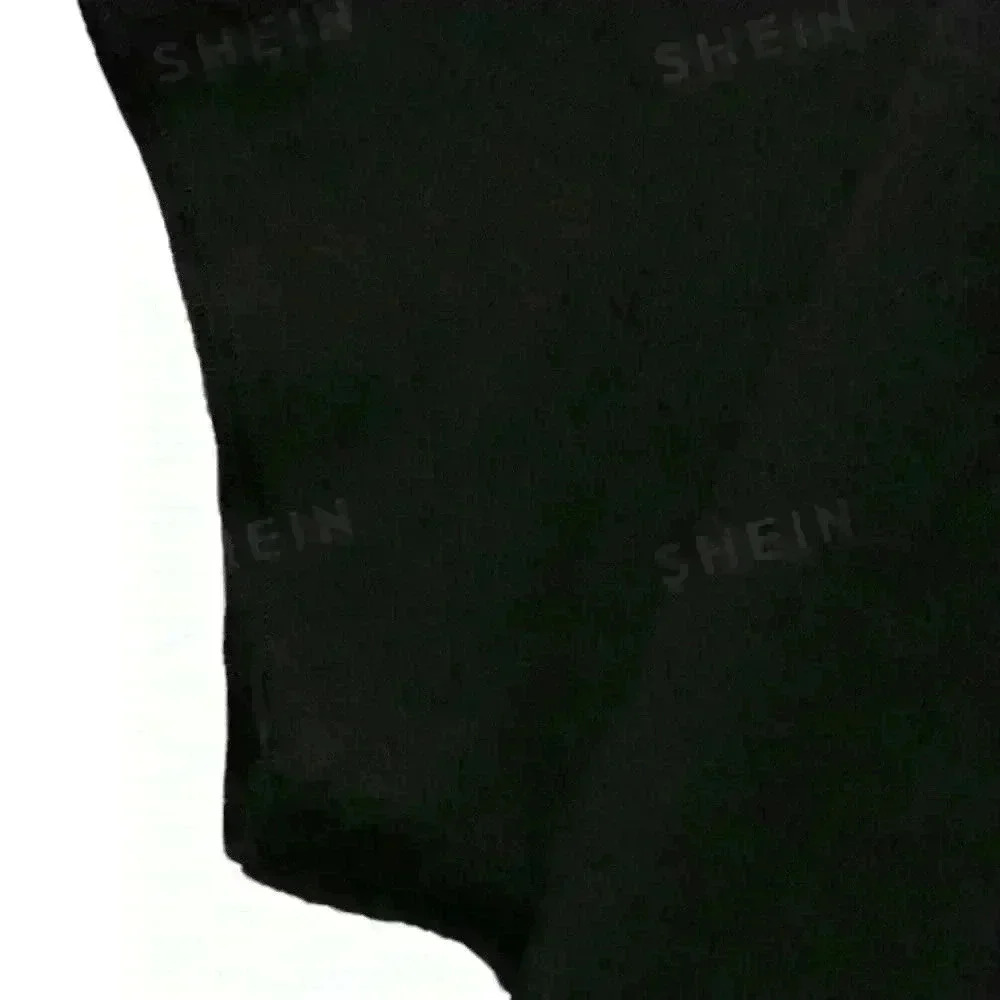 SHEIN LUNE Women Plain Casual Short Sleeve Black Wrap Jumpsuit. Size XL 12 NWT - Picture 12 of 16